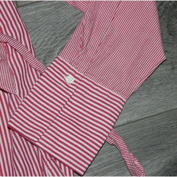 Who What Wear Womens Striped Blouse With Tie Front Top-Pink-Size XS-GUC - Picture 4 of 6